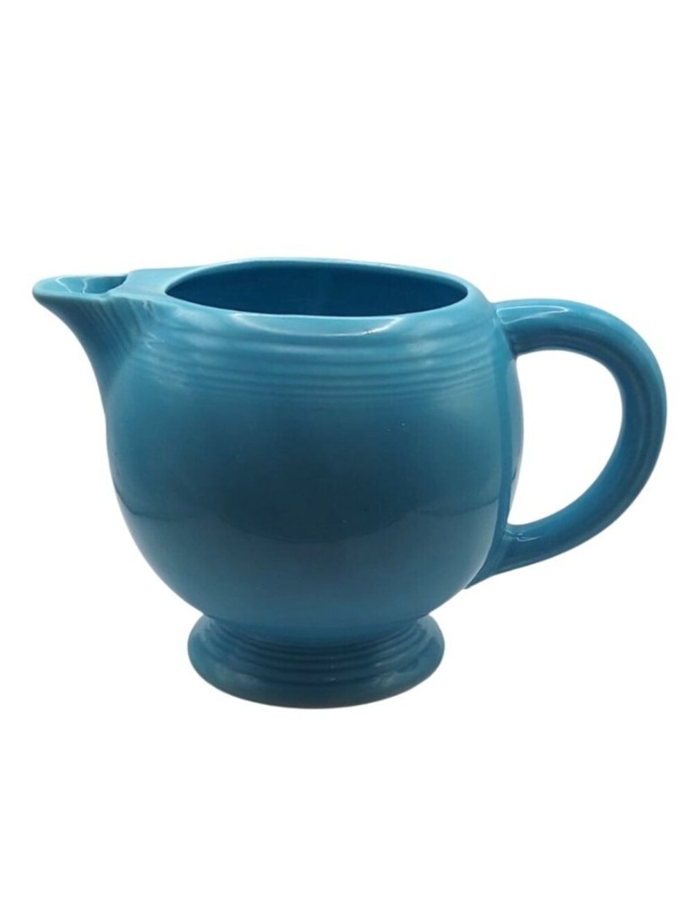 Homer Laughlin Fiestaware Turquoise Ice Lip Ceramic Pitcher Vintage Art Deco MCM